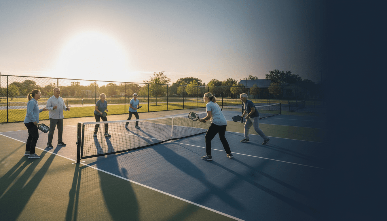 Adult pickleball tournament players on outdoor courts in West Los Angeles