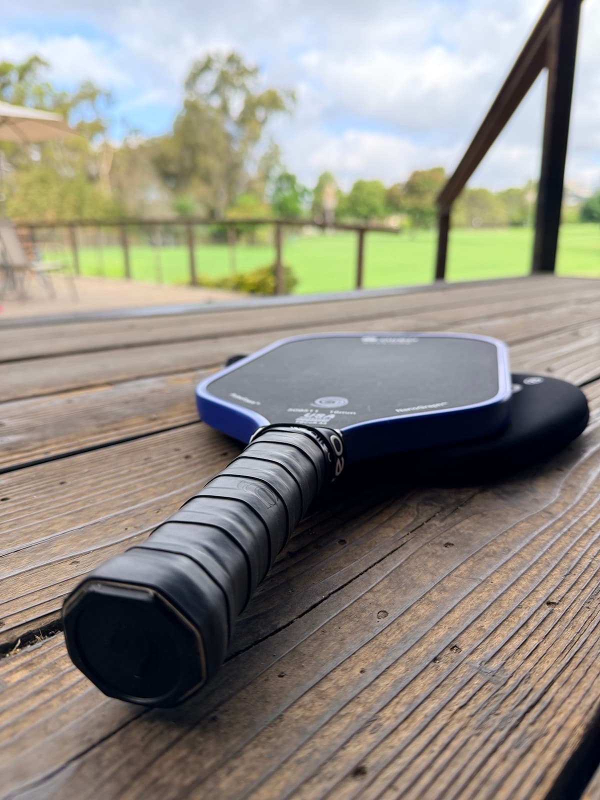A Six Zero paddle pictured during the Heroes Pickleball gear comparison.